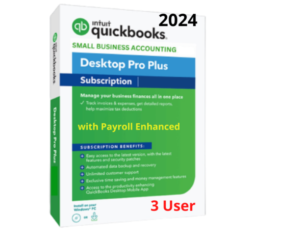 QuickBooks Desktop Pro Plus 2024 with Payroll Enhanced - 3 User + 3 year subscription